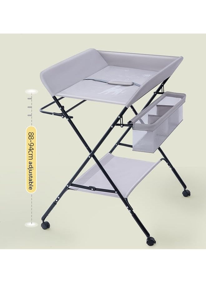 erorex Baby Changing Table Dresser Foldable Changing Table With Wheels Bottom Rack Side Basket And Clothes  - Image 4