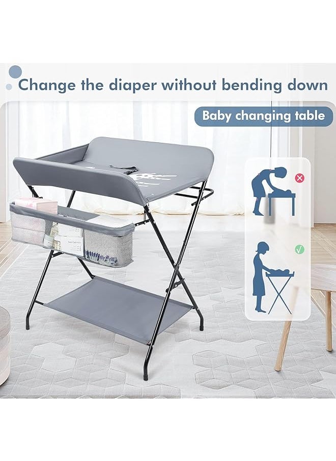 erorex Baby Changing Table Dresser Foldable Changing Table With Wheels Bottom Rack Side Basket And Clothes  - Image 3