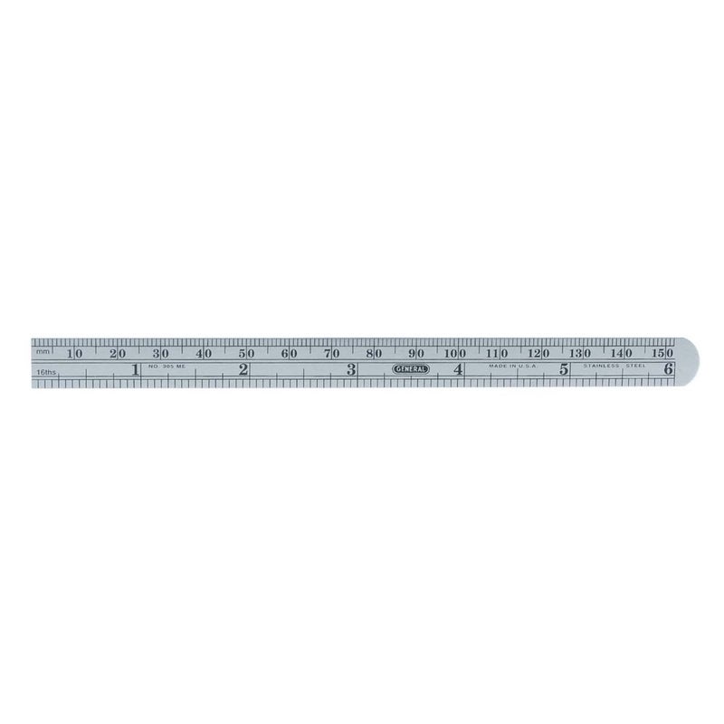 General Tools 311ME 6 Flex Precision Stainless Steel Rule with mm inch Comparison Graduation