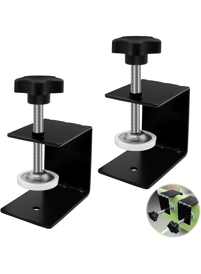 promass 2 Pcs Drawer Front Installation Clamp, Heavy Duty C-Clamp Base Stand Stainless Steel Tiger Clamp, Metal Desk Mounting Clamp for Woodworking Fixed Repair Home Improvement - Image 1