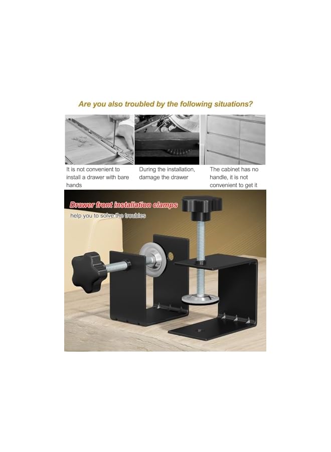 promass 2 Pcs Drawer Front Installation Clamp, Heavy Duty C-Clamp Base Stand Stainless Steel Tiger Clamp, Metal Desk Mounting Clamp for Woodworking Fixed Repair Home Improvement - Image 5