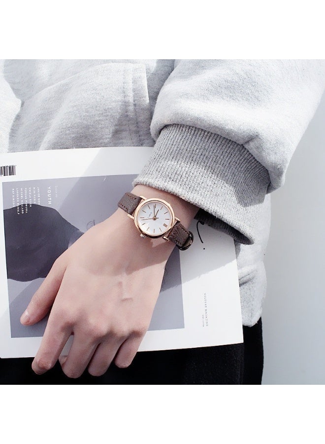 Korean Style Trendy Minimalist Vintage Harajuku Fashion Quartz Leather Belt Couple Watch for Students Men and Women  - Image 4