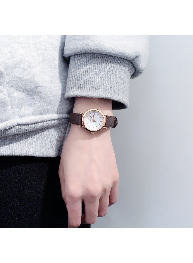 Korean Style Trendy Minimalist Vintage Harajuku Fashion Quartz Leather Belt Couple Watch for Students Men and Women  - Image 3