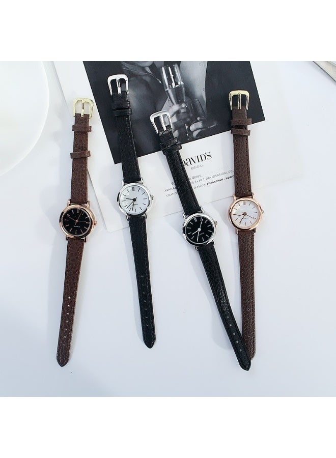 Korean Style Trendy Minimalist Vintage Harajuku Fashion Quartz Leather Belt Couple Watch for Students Men and Women  - Image 2