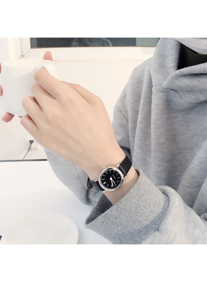 Korean Style Trendy Minimalist Vintage Harajuku Fashion Quartz Leather Belt Couple Watch for Students Men and Women  - Image 1