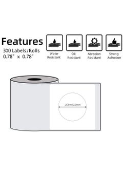 phomemo Multi-Purpose Round Self-Adhesive Label for M110/ M120/ M200/ M220/ M221 Label Printer, 20x20mm, 300 Labels/Roll (White)  - Image 2