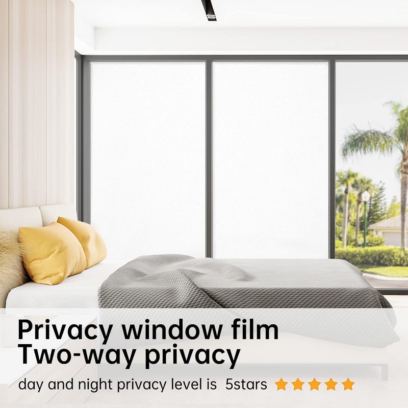 Coavas Frosted Window Privacy Film for Glass, Bathroom Window Static Cling Covering UV & Heat Blocking, Day and Night Door Opaque Frosting Film for Home Office, White, 17.5 x 78.7 Inches | Day & night privacy for home office glass doors bathroom windows, easy cling install, no adhesive, White, 17.5 x 78.7 in - Image 2