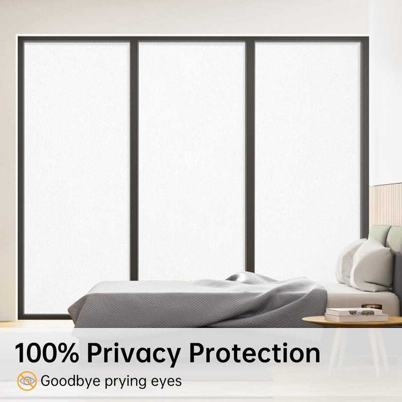 Coavas Frosted Window Privacy Film for Glass, Bathroom Window Static Cling Covering UV & Heat Blocking, Day and Night Door Opaque Frosting Film for Home Office, White, 17.5 x 78.7 Inches | Day & night privacy for home office glass doors bathroom windows, easy cling install, no adhesive, White, 17.5 x 78.7 in - Image 4