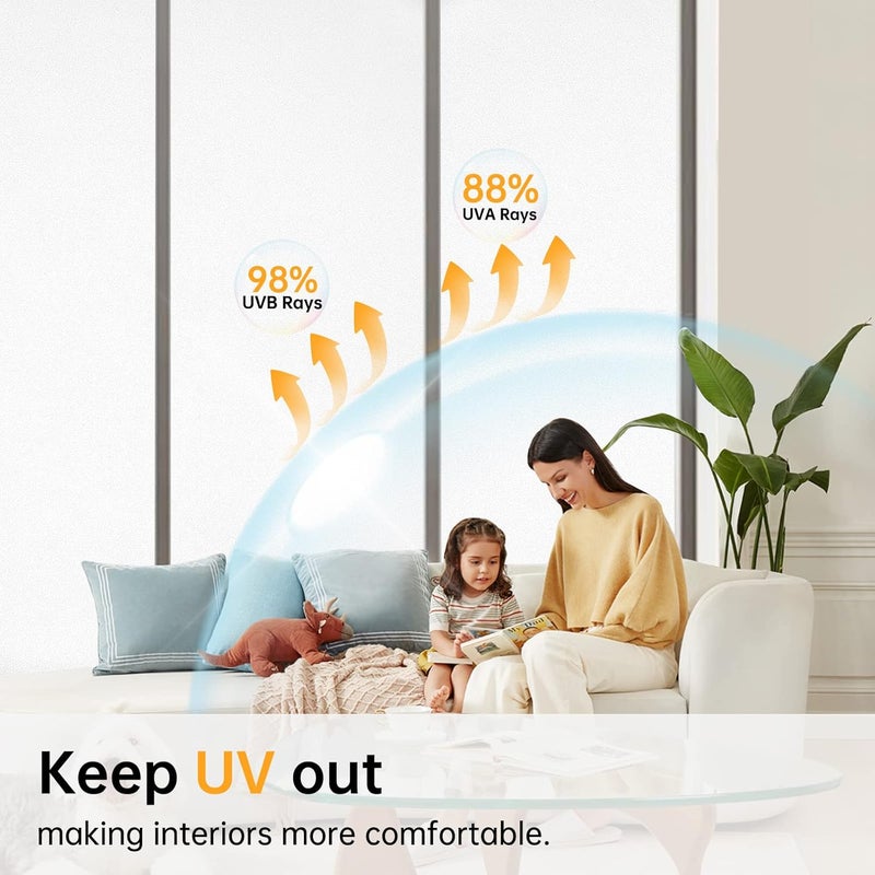 Coavas Frosted Window Privacy Film for Glass, Bathroom Window Static Cling Covering UV & Heat Blocking, Day and Night Door Opaque Frosting Film for Home Office, White, 17.5 x 78.7 Inches | Day & night privacy for home office glass doors bathroom windows, easy cling install, no adhesive, White, 17.5 x 78.7 in - Image 3