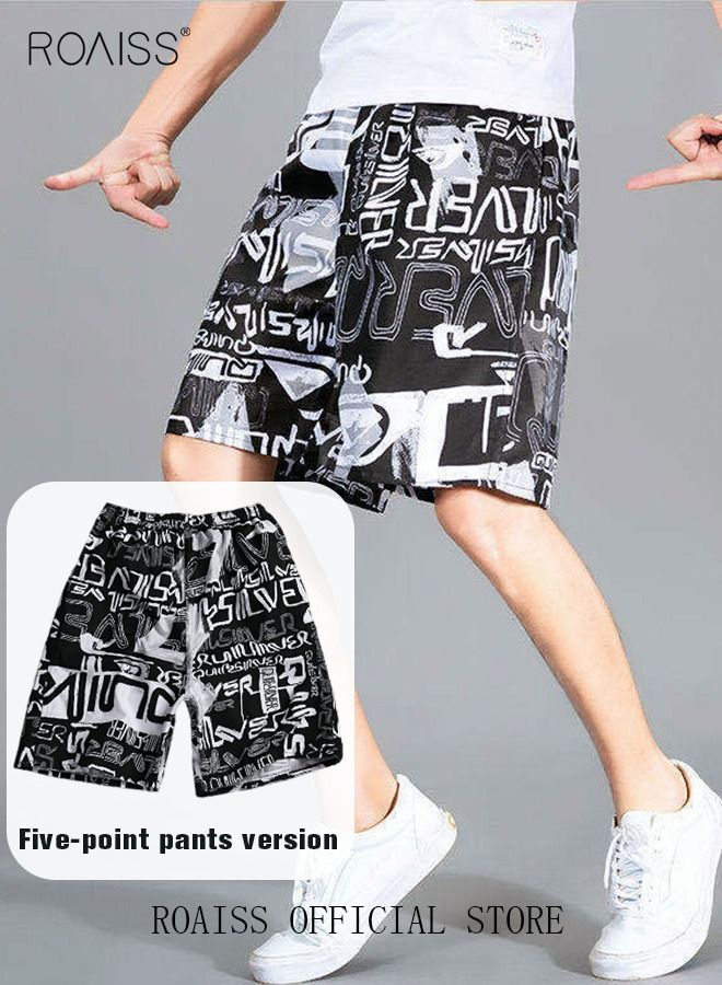 Men's Beachwear Quick Dry Beach Pants Swimming Trunks Leaves Pattern Thin Five-point Casual Pants Sports Running Boxer Swim Shorts Swimsuit Summer Multicolor