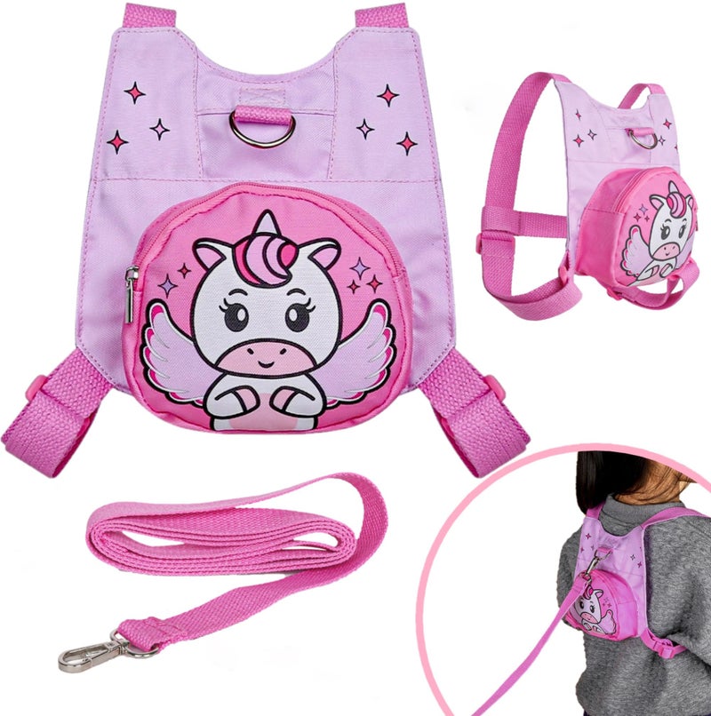 Haktoys Unicorn Toddler Harness with Leash â€“ Walking Leash for Toddlers | Cute & Secure Safety Harness for Walking Outdoors (Pink) - Image 1