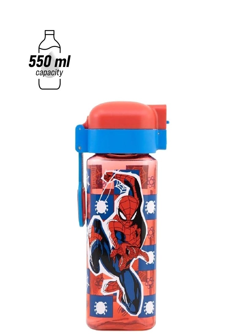 STOR Spiderman Ecozen BPA-Free Plastic Water Bottle Red and Blue 550 ml  - Image 1