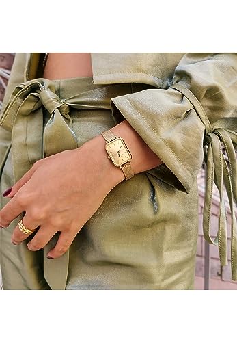 Daniel Wellington Quadro Unitone Women’s Watch – 20x26mm Square Case, Japanese Quartz Movement, Stainless Steel Mesh Strap, Water Resistant, Gold Watch for Women - Image 2