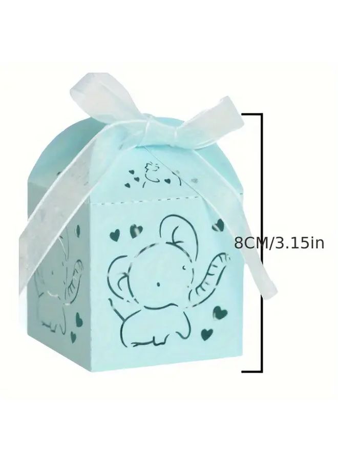 Off White Elephant Ribbon Gift Boxes 12 Pack Pastel Candy Treat Packaging Wedding Birthday Graduation Party - Image 3
