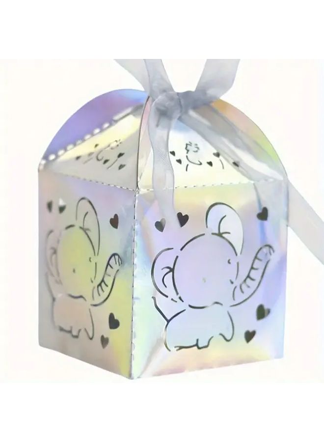 Off White Elephant Ribbon Gift Boxes 12 Pack Pastel Candy Treat Packaging Wedding Birthday Graduation Party - Image 5