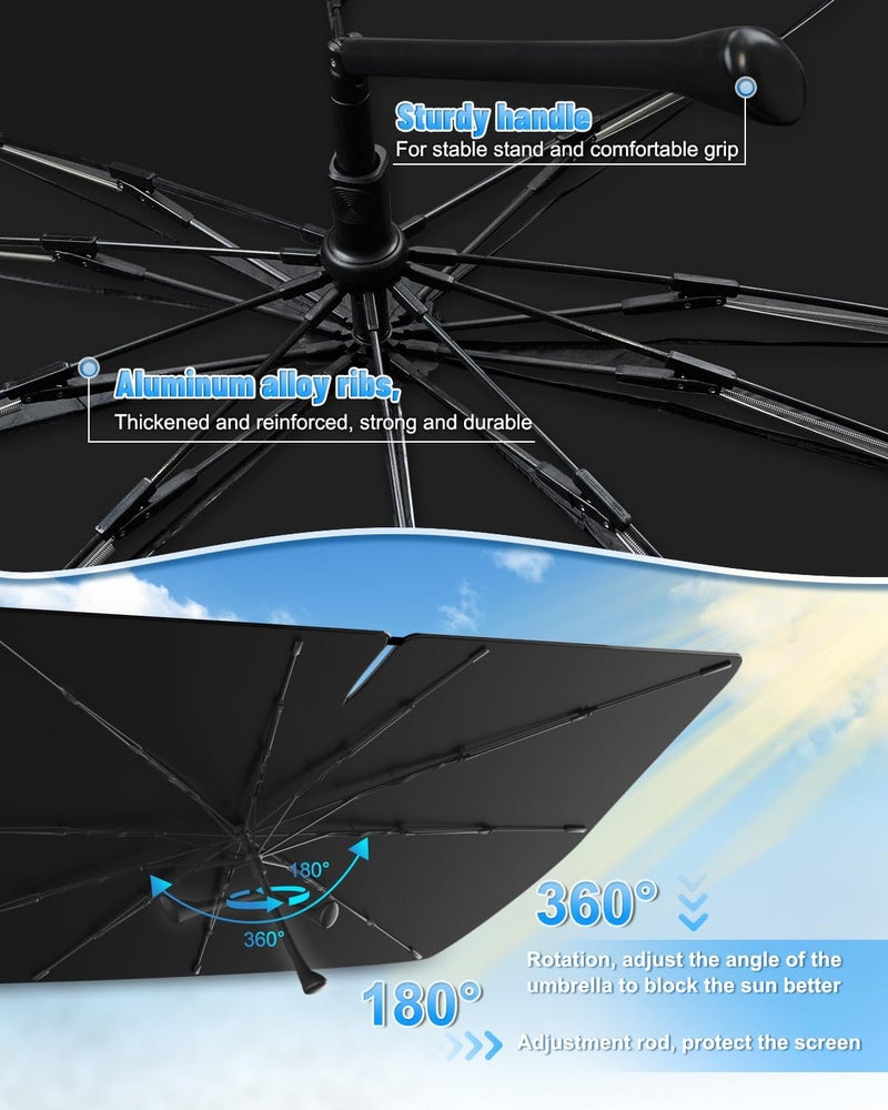 Bestview Windshield Sun Shade Umbrella Compatible with GMC Sierra 1500 2500 3500 2019 2020 2021 2022 2023, Foldable Reflective Sunshade for UV Protection & Heat Reduction - Image 4