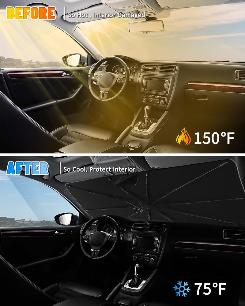 Bestview Windshield Sun Shade Umbrella Compatible with GMC Sierra 1500 2500 3500 2019 2020 2021 2022 2023, Foldable Reflective Sunshade for UV Protection & Heat Reduction - Image 5
