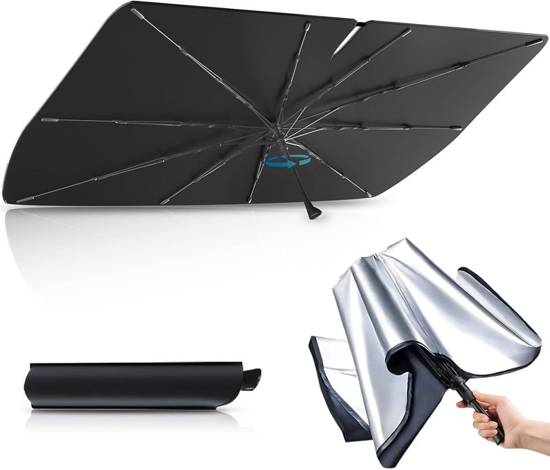 Bestview Windshield Sun Shade Umbrella Compatible with GMC Sierra 1500 2500 3500 2019 2020 2021 2022 2023, Foldable Reflective Sunshade for UV Protection & Heat Reduction - Image 1