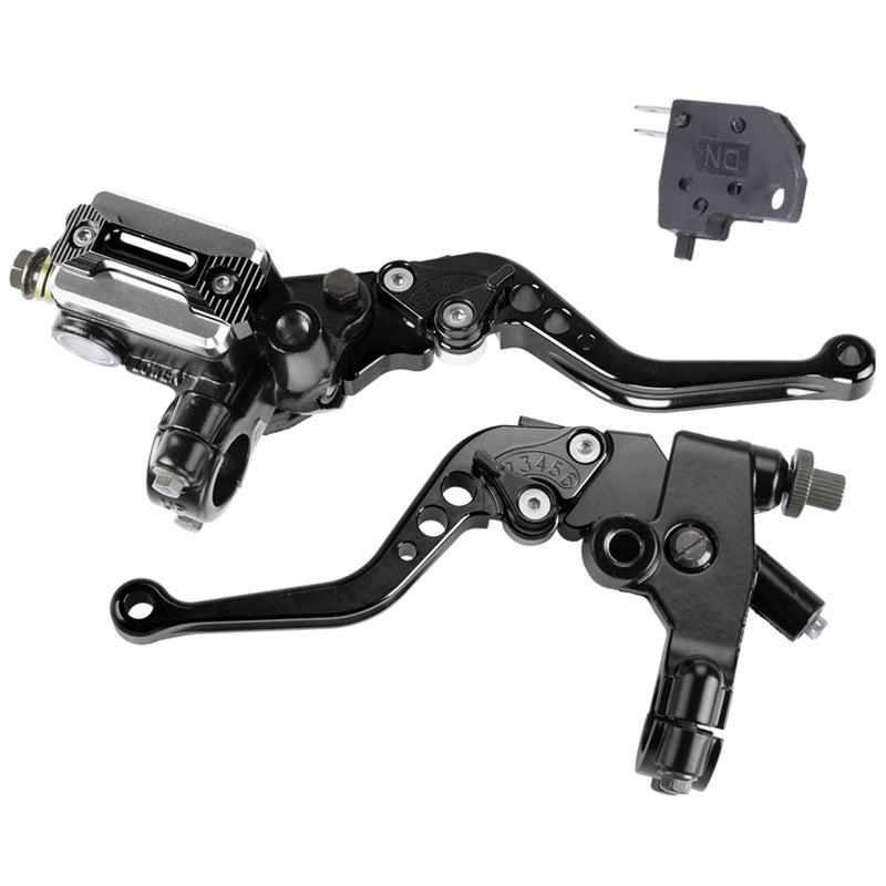 MRELC Universal Motorcycle 78 22mm Handlebar Brake Master Cylinder Clutch Lever CNC Left  Right Set Compatible with Harley Honda Kawasaki Suzuki Yamaha Piston Diameter 127mmBlack