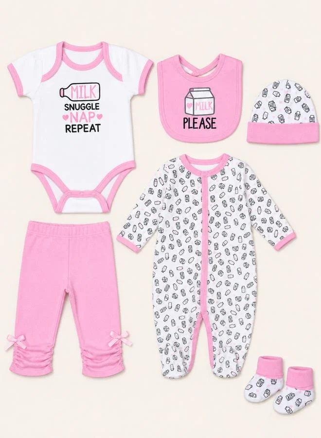 Mothers Choice Milk and Nap Baby Girls 6-Piece Cotton Layette Set