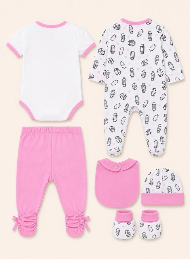 Mothers Choice Milk and Nap Baby Girls 6-Piece Cotton Layette Set