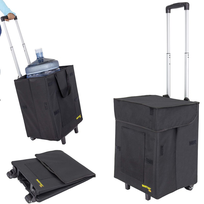 dbest products dbest products Bigger Smart Cart Pro Collapsible Rolling Utility Basket Grocery Shopping Heavy Duty Black 