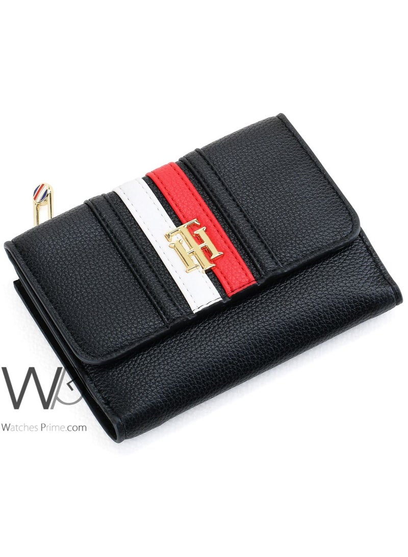 Tommy Icons محفظة تومي هيلفيغر نسائية جلد طبيعي أسود - Image 1