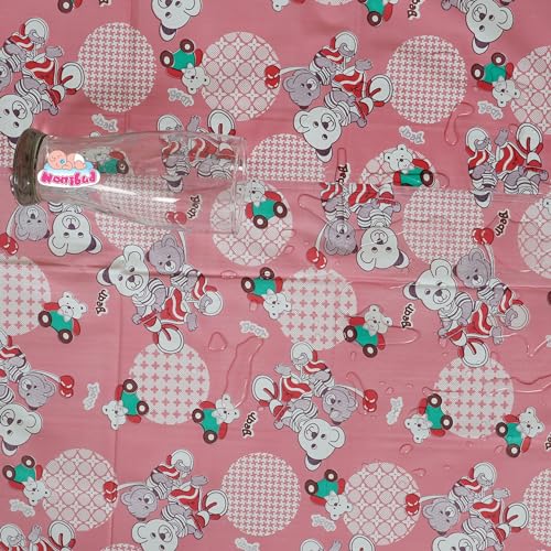 Nonibud Waterproof Plastic Mattress Protection Sheet for Baby and Adult - Double Bed/King Size - 7.5 x 6.5 feet (Peach Teddy) - Image 3