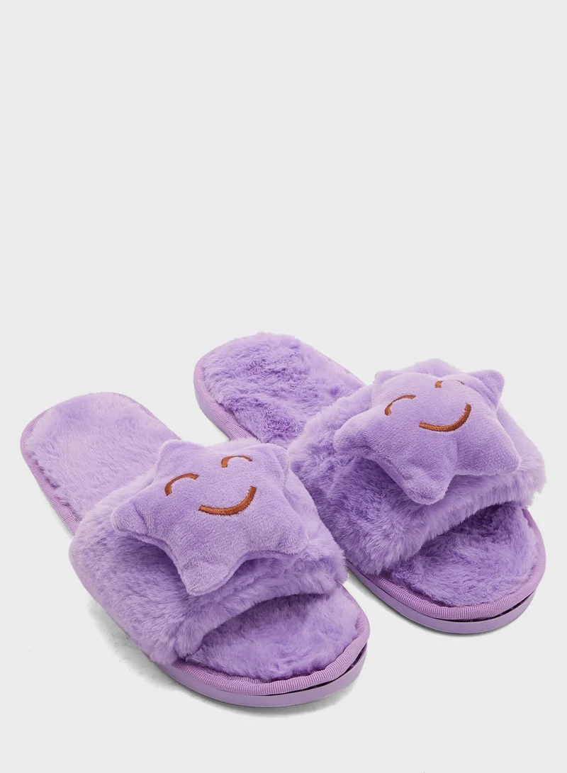 Ginger Happy Star Open Toe Bedroom Slippers