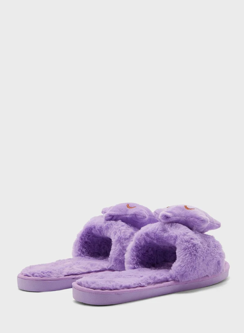 Ginger Happy Star Open Toe Bedroom Slippers