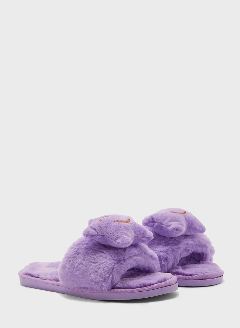 Ginger Happy Star Open Toe Bedroom Slippers