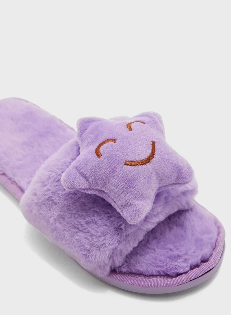 Ginger Happy Star Open Toe Bedroom Slippers