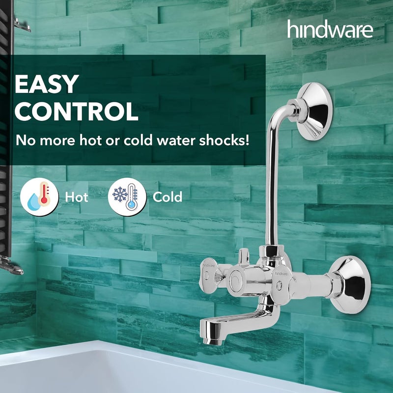 hindware خلاط حائط نحاسي Lyra F920035CP للحمام مع انحناء L (تشطيب كروم) - Image 2