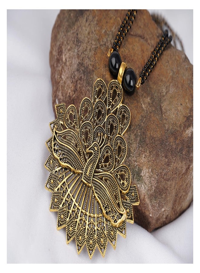 JFL - Jewellery for Less Oxidise Gold Plated Peacock Pendant Mangalsutra for Women,Valentine - Image 3