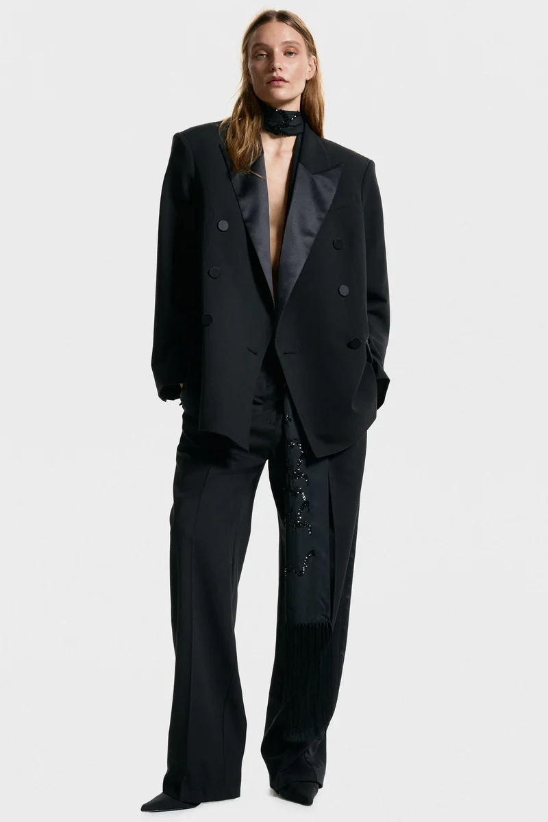H&M Double-breasted tuxedo blazer