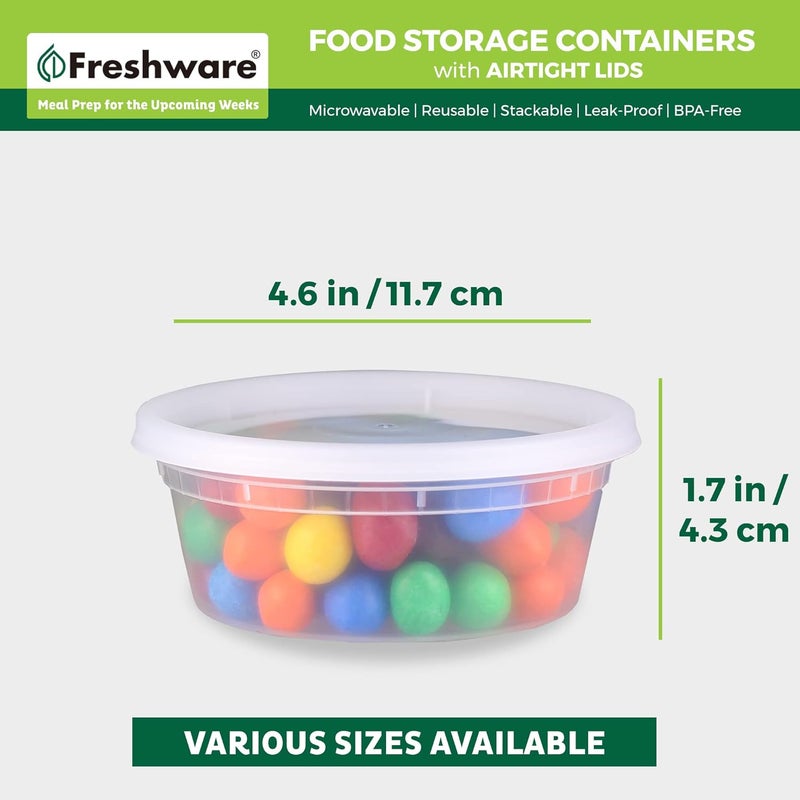 Freshware Food Storage Containers 50 Set 8 oz Plastic Deli Containers with Lids Slime Soup Meal Prep Containers  BPA Free  Stackable  Leakproof  MicrowaveDishwasherFreezer Safe - Image 3