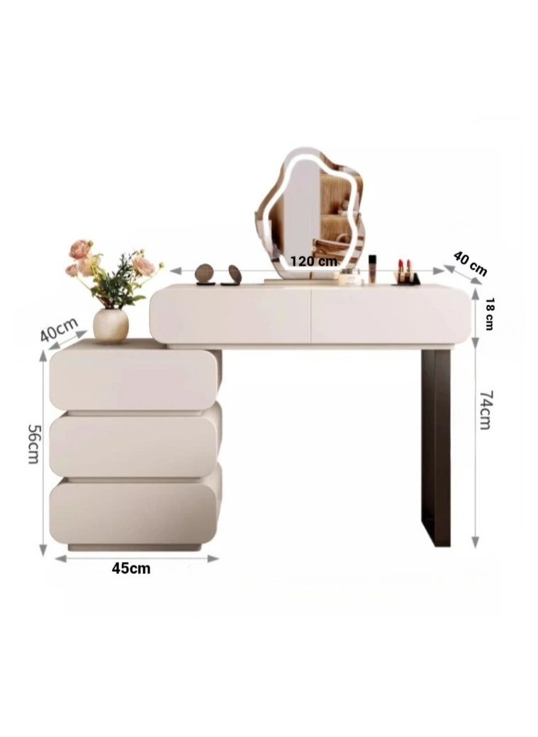 AWD Dressing Table with Mirror Sleek Vanity Table White Dressing Vanity Table Makeup Vanity Desk with Storage Drawers Bedroom Dresser with Storage Cabinet and Chair Makeup Table Set for Women's Bedroom  - Image 4