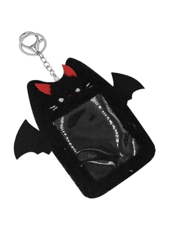 Generic Cute Plush Kpop Photocard Holder with Keychain Photo Sleeve Bank ID Credit Card Holder Protector Stationery,Devil Cat - Image 2