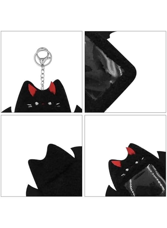 Generic Cute Plush Kpop Photocard Holder with Keychain Photo Sleeve Bank ID Credit Card Holder Protector Stationery,Devil Cat - Image 4