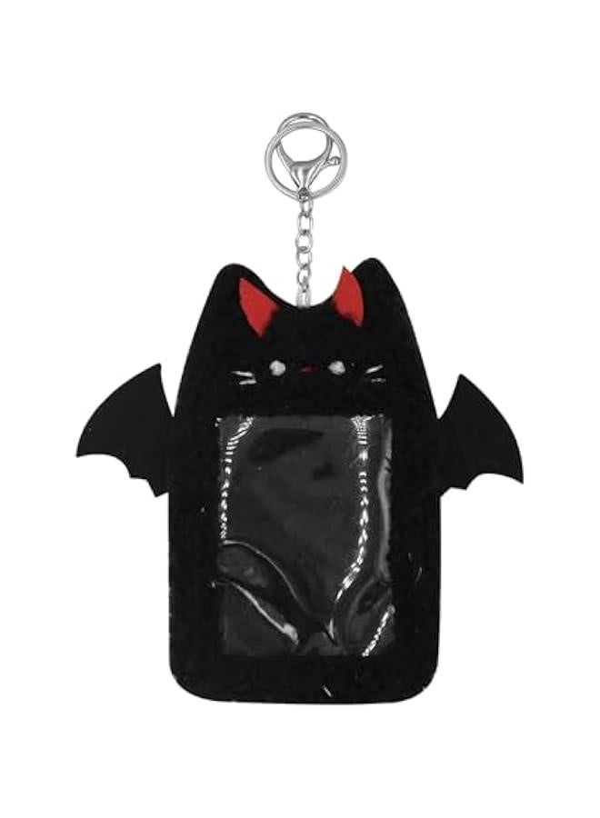 Generic Cute Plush Kpop Photocard Holder with Keychain Photo Sleeve Bank ID Credit Card Holder Protector Stationery,Devil Cat - Image 1