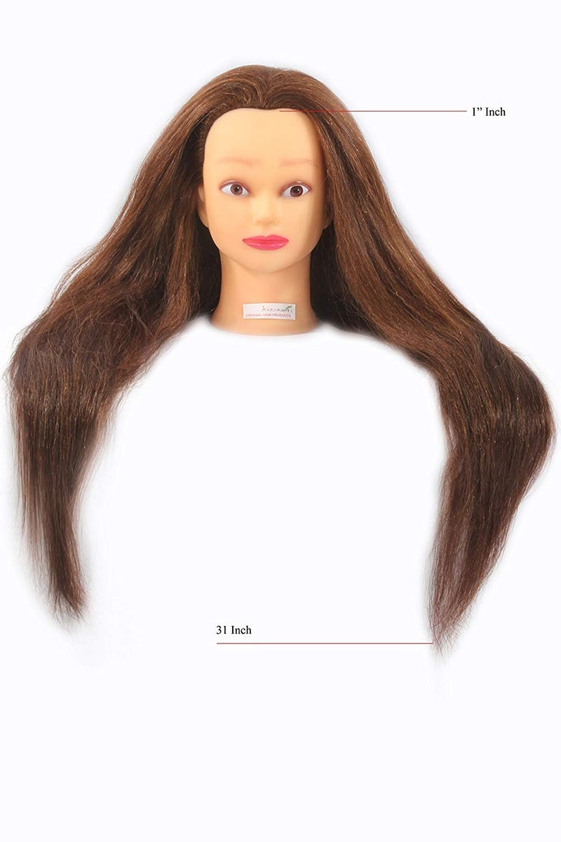 Ritzkart 31 Inch Mix Long Hair Brown Dummy For All Purpose Mix Hair with Free Small Dummy Stand adds convenience by allowing you to work on hairstyles with stability and ease - Image 2