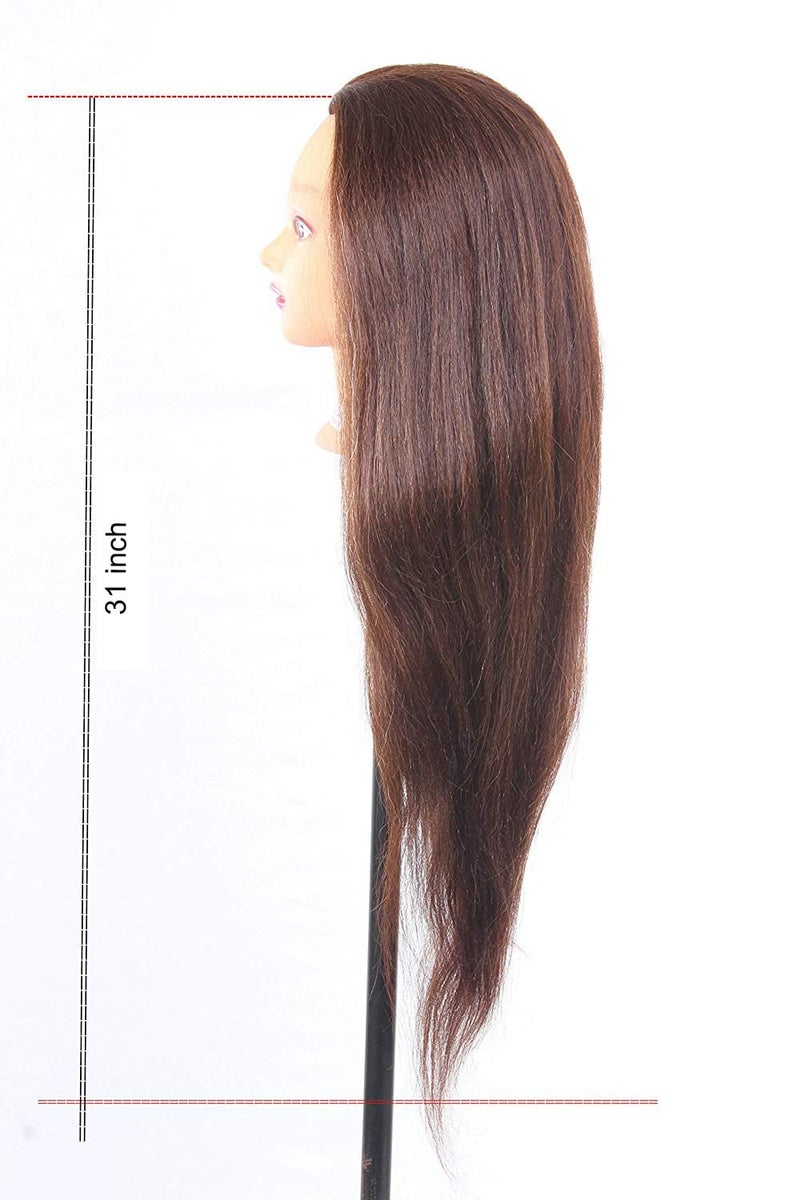 Ritzkart 31 Inch Mix Long Hair Brown Dummy For All Purpose Mix Hair with Free Small Dummy Stand adds convenience by allowing you to work on hairstyles with stability and ease - Image 4
