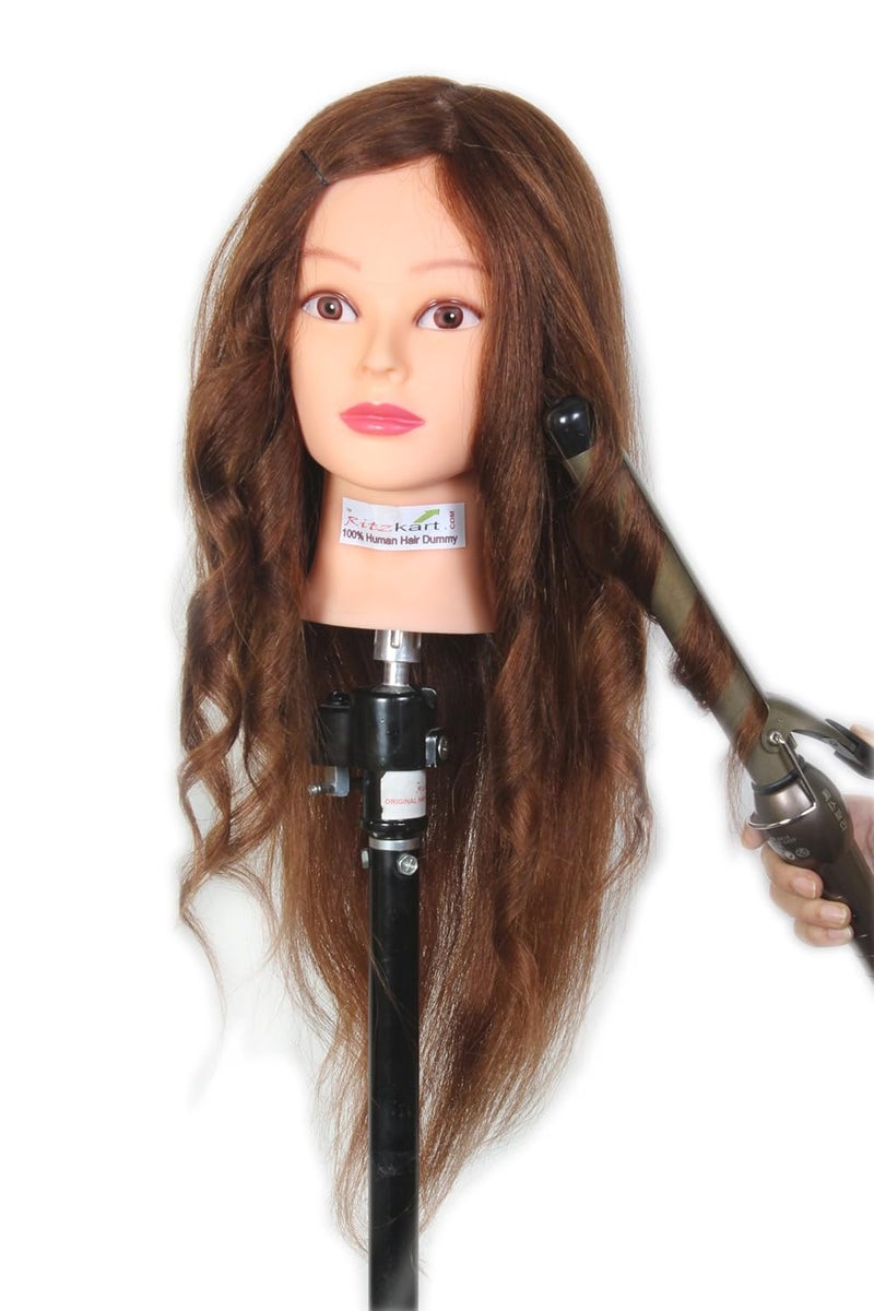 Ritzkart 31 Inch Mix Long Hair Brown Dummy For All Purpose Mix Hair with Free Small Dummy Stand adds convenience by allowing you to work on hairstyles with stability and ease - Image 5