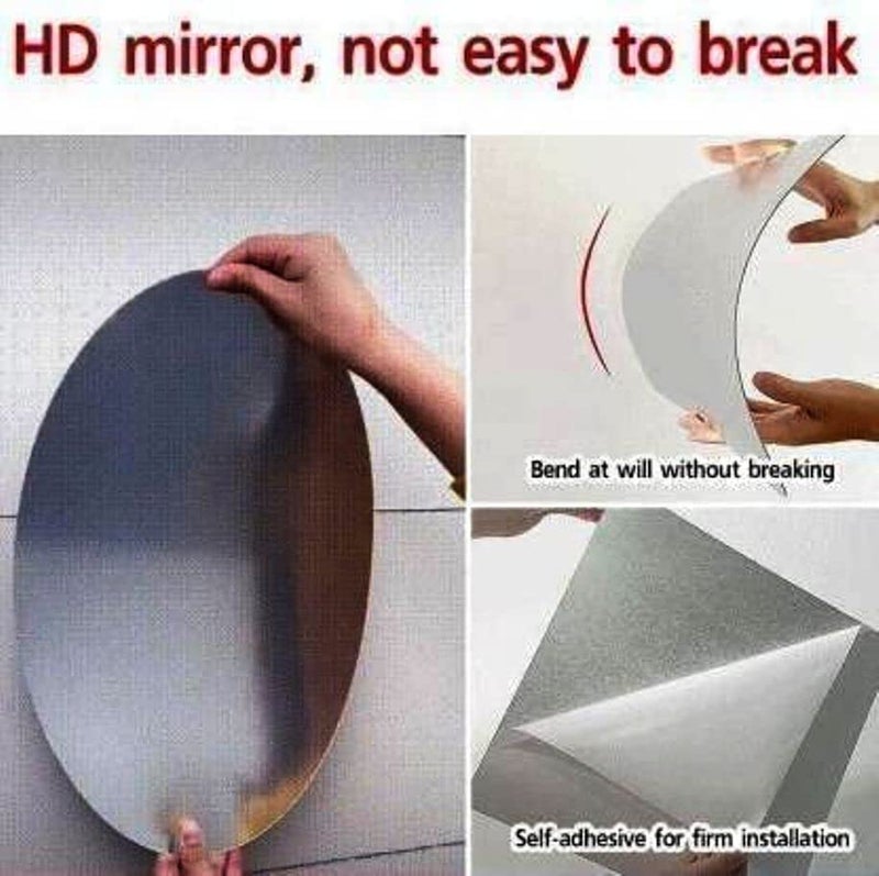 Pack of 2 Oval Shape Mirror Sticker for Wall on Tiles Bathroom Bedroom Living Room Unbreakable Plastic 30 20 cm  - Image 4