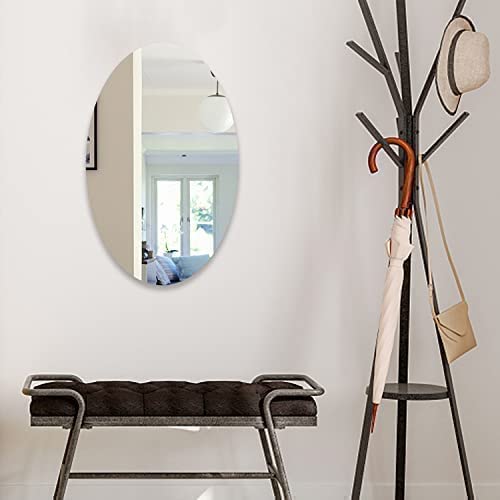 Pack of 2 Oval Shape Mirror Sticker for Wall on Tiles Bathroom Bedroom Living Room Unbreakable Plastic 30 20 cm  - Image 3