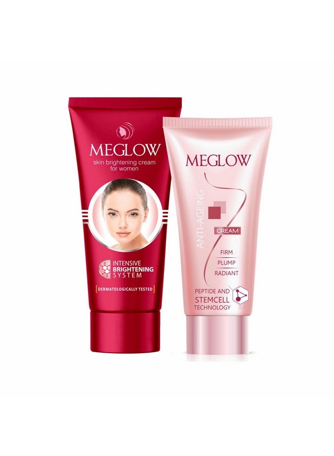 MEGLOW Anti-Aging Combo Pack Of 2 - Meglow Anti-Ageing Cream (30 Gm) With Skin Brightening Cream For Women - Spf 15 (50 Gm) For Hydrating,Toning Rejuvenating Dull Skin - Image 1
