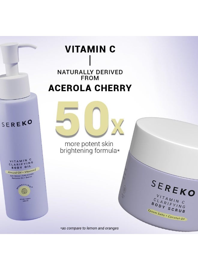 SEREKO Vitamin C Body  Clarifying Body Scrub 100 g, Clarifying Body Oil 100 ml, Exfoliator for all Skin Types, Natural, Cruelty free, Vegan,Clean Beauty for Gifting and Personal Use - Image 2