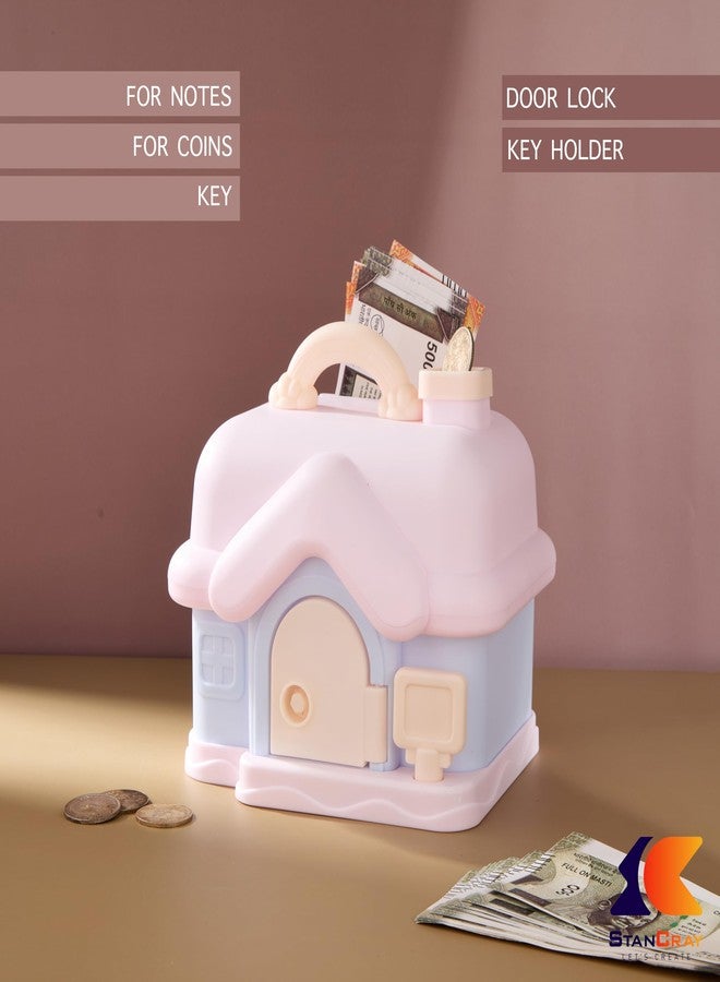 STANCRAY Cute Small Savings Bank Money Deposit and Withdrawal Piggy Bank with Key Holder House Piggy Bank for Girls and Boys Coin Bank with Handle, Lock and Key. (Model 1) - Image 2