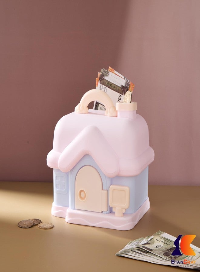 STANCRAY Cute Small Savings Bank Money Deposit and Withdrawal Piggy Bank with Key Holder House Piggy Bank for Girls and Boys Coin Bank with Handle, Lock and Key. (Model 1) - Image 3