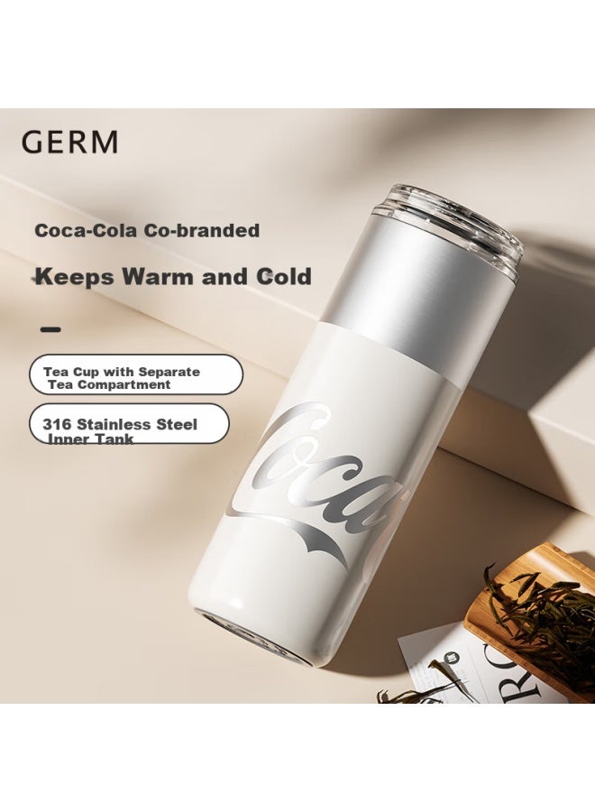 Germ Coca-cola Insulated Mug, Tea Capsule Cup, Office Tea Infuser Water Bottle, Stainless Steel Portable Cup, 480ml, Silver - Image 2